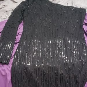 One shoulder tassel dress